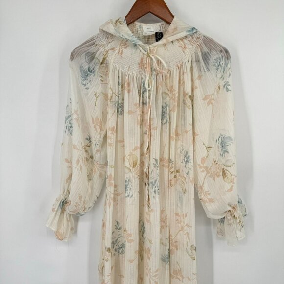 Gilligan & O'Malley Cottage Core Floral Vintage Nightgown smocked hooded medium - Picture 7 of 16
